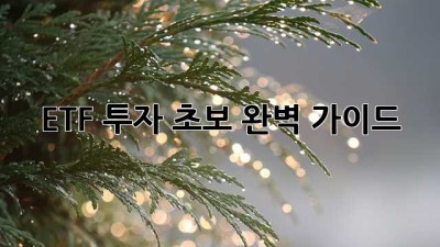 ETF 투자 초보 완벽 가이드